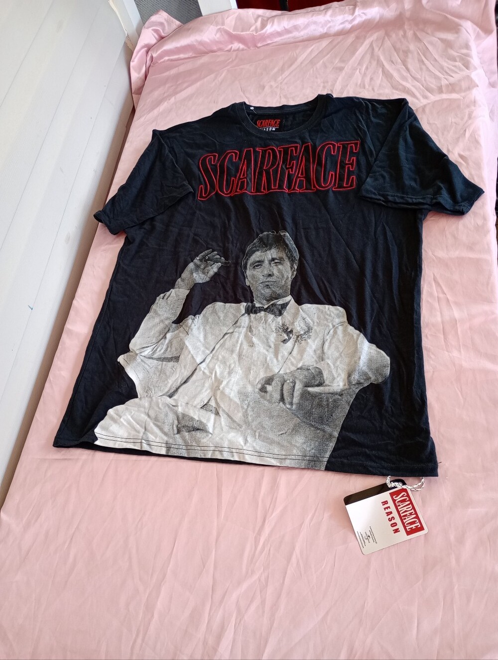 Reason Mens Black Scarface Tony Montana Short Sleeve T Shirt Size X-Large